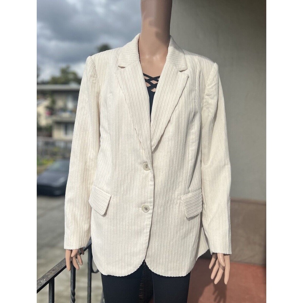 AND NOW THIS Women’s Corduroy Ivory Colored Blazer Size: OX
